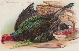 Antique Artist Signed RJ Wealthy Turkey Thanksgiving Postcard - Picture 1 of 3