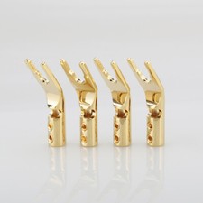 4x Kabelschuh Lautsprecher Klemmen Gabelöffnung Reinkupfer Highend Hifi DIY