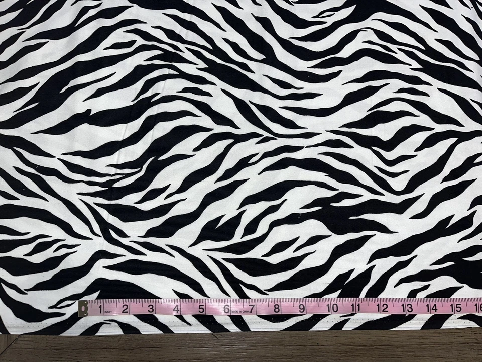 NEW~BTY~Fabric~Lightweight Corduroy~Black/White~Zebra~Animal Print~B&W - Image 1 of 1