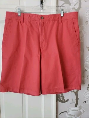 IZOD Mens Saltwater Flat Front 100% Cotton Cranberry Red Shorts 38 NEW - Image 1 of 4