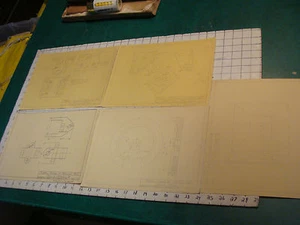 vintage WALTER SANBORN ORIGINAL MECHANICAL DRAWINGS group # 3--5 pages - Picture 1 of 6