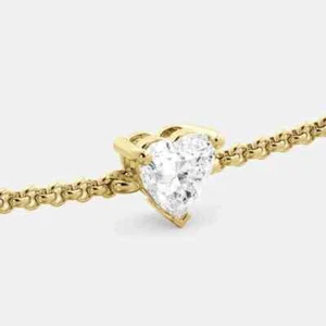 18k Gold Plated Heart Shaped Moissanite Bracelet | For Women | AAA+ Quality - Picture 1 of 21