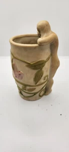 NUDE GIRL ON CUP VANDOR IMPORTS JAPAN VINTAGE 5" PINK & GREEN FLOWERS - Picture 1 of 5