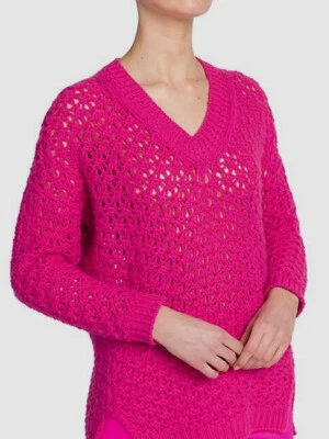 Suéter para mujer Agnona rosa cachemir ganchillo cuello en V talla XS $1920 Foto 1 de 4