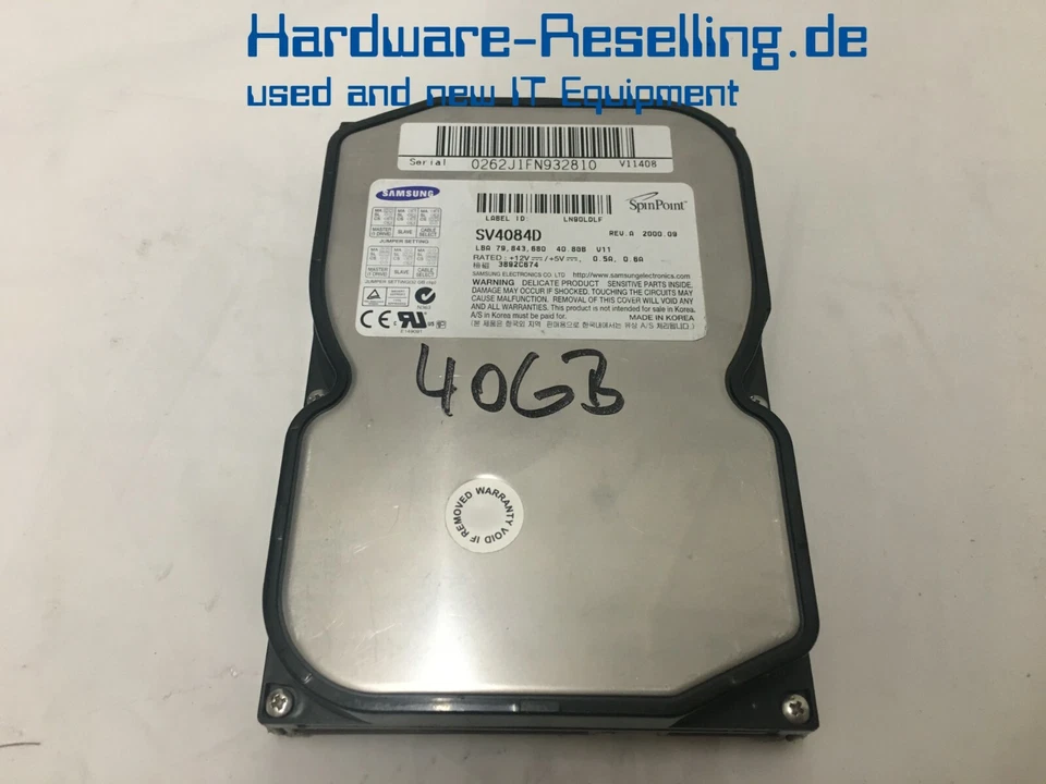 Samsung Spinpoint V20400 40GB Ide 3,5 " 5400RPM SV4084D UDMA-100 SV4084H - Immagine 1 di 1
