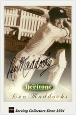 1996 Futera Cricket Heritage Signature Card Player Edition #18: Leonard Maddocks