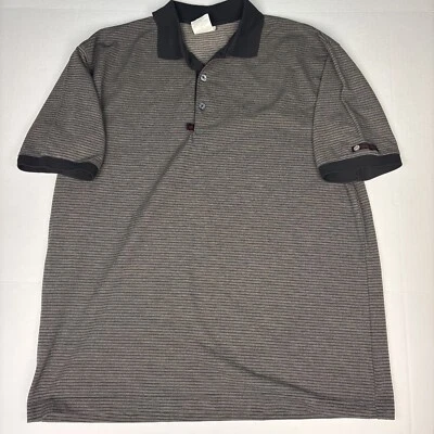 Burger King XL Uniform Polo Shirt Black Tan Stripe Have It Your Way Fast Food - Image 1 of 4