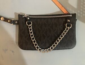 Michael Kors Slim Belt Waist Bag-fannypack W/chain Silver- Adjustable