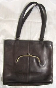 Borsa Coach Bonnie Cashin vintage epoca pelle magra tote bag Kisslock marrone - Foto 1 di 15