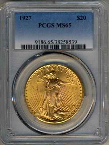 1927 PCGS MS65 $20 St Gaudens  Gold Double Eagle  -SEE PHOTO and description! Cover