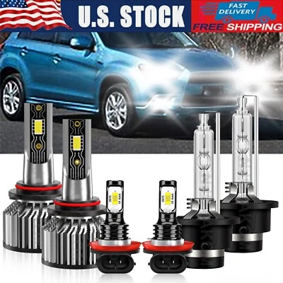 For Mitsubishi RVR 2016 6Pcs HID LED Headlight Bulb Hi/Low+Fog Light Combo Kit Foto 1 de 4