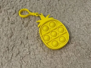 Yellow Pineapple Puzzle Push Pop Bubble Toy Keychain Key Ring Accessory - Picture 1 of 4