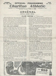 CHARLTON ATHLETIC V ARSENAL ~ 27. OKTOBER 1945 ~ FOOTBALL LEAGUE SOUTH - Bild 1 von 2