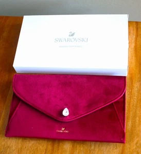 NEW in box Swarovski Holiday Wallet Velvet Burgundy Clutch Bag Purse Crystal - Picture 1 of 2