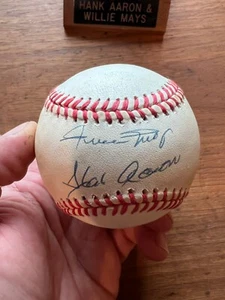 Willie Mays , Hank Aaron autographed Baseball - Picture 1 of 4
