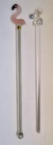 Glass Swizzle Stir Sticks Flamingo & Rabbit - Lot of 2 - Picture 1 of 3