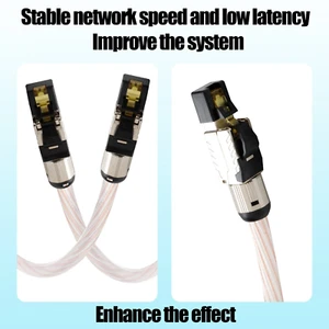 Cable Ethernet Hifi Cat.8 gama alta OCC plateado mixto línea de red de transmisión de 10 GB - Imagen 1 de 7