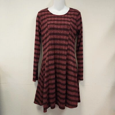 Maurices Princess Cut Dress S Sweater Knit Open Back Long Sleeve Striped Retro Foto 1 de 4