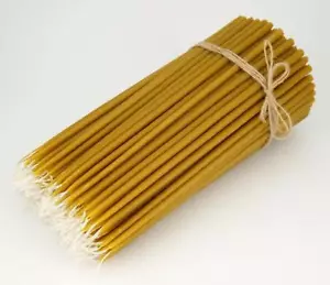 100% Pure Beeswax Taper Church Candles Orthodox Natural Honey Scent 200 pcs 11" - Picture 1 of 12