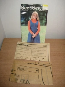 See & Sew Butterick 5777 Girls Jumper Dress Size 8 Jean Leopard Favorite Color - Picture 1 of 3