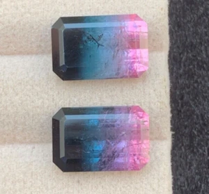 13.45 crt Natural Faceted multiple colors rare tourmaline perfect pairs - Picture 1 of 10