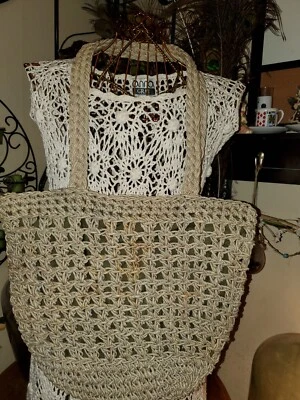 ¿Cáñamo macramé Jennifer Moore? Bolso de mano Bolso de hombro Cartera Beige Foto 1 de 4