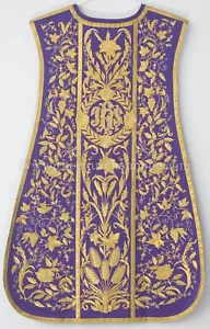 Violet Spanish Fiddleback Vestment & mass set with Vintage Embroidery pattern - Picture 1 of 4