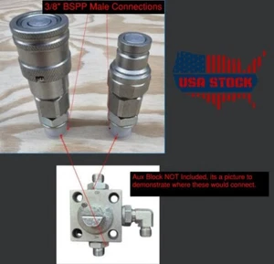 3/8 BSPP - Flat Face Quick Connect to Auxiliary Mini Excavator AGT Chinese Mini - Picture 1 of 5