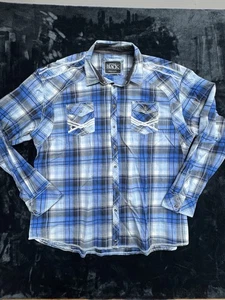 Fibbia BKE Athletic Fit camicia manica lunga bottoni uomo XXXL bianco nero a quadri - Foto 1 di 6