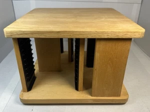 Vtg Wood 36 CD Spinner Rack Rotating Countertop Storage Compact Holder Carousel - Picture 1 of 1