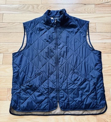 J Crew Mens Walker Vest XL Navy Blue Tan Quilted Full Zip Pockets B1930 - Image 1 of 4