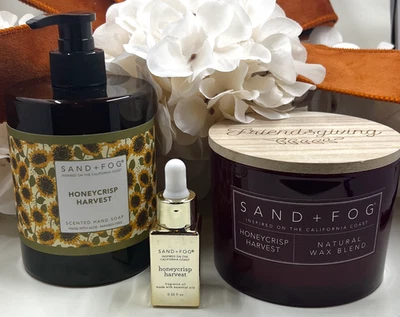 3pc Bundle Sand + Fog 'Honey Crisp Harvest' - Hand Soap + Candle + Diffuser Oil - Image 1 of 4