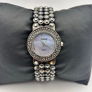 Chico’s Mettalic Black Gems Studs Women’s Cuff Watch Working New Battery - Picture 1 of 7