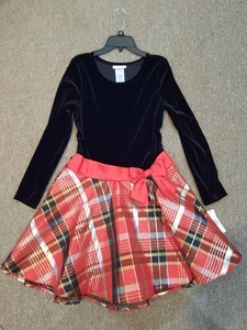Neu Bonnie Jean Weihnachten kariert rot gold schimmerndes Kleid Größe 16 rote Schleife Feiertage - Bild 1 von 10