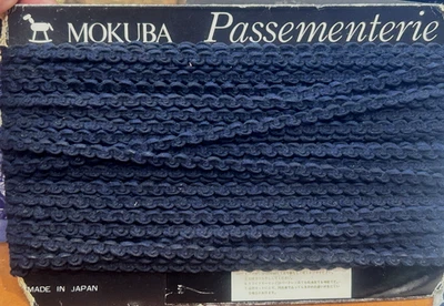 Mokuba passementerie ric rac 1/4" cotton trim 1yd made in Japan dark navy - Image 1 of 4