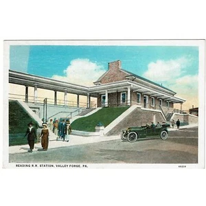 Valley Forge, PA Pennsylvania, Reading R.R. Train Station Vintage Postcard - Picture 1 of 2