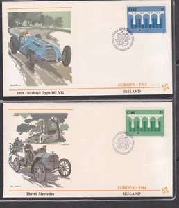 IRELAND 1984 2 FLEETWOOD FIRST DAY COVERS EUROPA BRIDGE + AUTOMOBILE CACHET - Picture 1 of 2