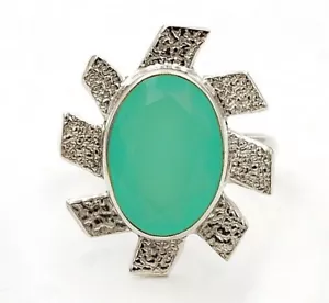 Natural Aquamarine Chalcedony 925 Solid Sterling Silver Ring Sz 6 @B5-2 - Picture 1 of 2