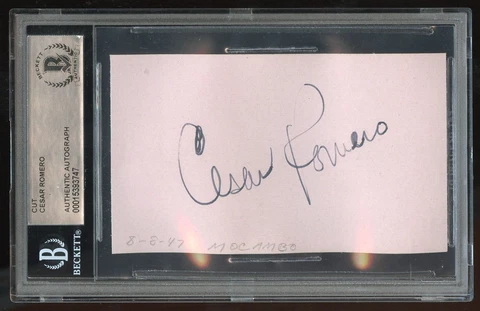 Cesar Romero signed 2x3 autograph on 8-8-47 at Mocambo Nightclub Hollywood BAS Cover