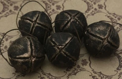 Primitive Wax Handmade Bell W/Wire Hanger ~Set Of 6~ Copper Gilding Wax Accents - Image 1 of 2