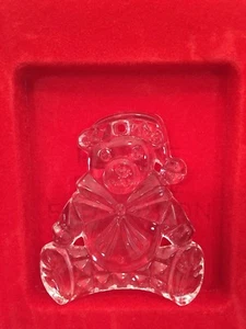 Gorham Annual Holiday Clear Cut Crystal Teddy Bear Ornament Red Ribbon - Picture 1 of 11