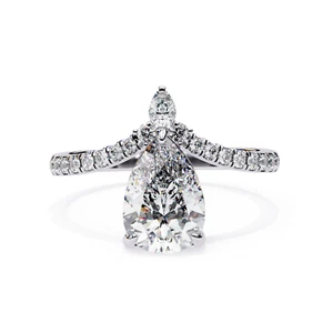IGI Certified, 1.73CT, Lab-Grown Pear Diamond Engagement Ring, 14k White Gold - Picture 1 of 12