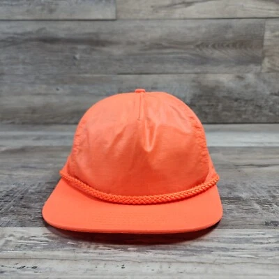 Vintage Neon Orange Outdoor Hunting Cap Hat Adult Mens Adjustable SnapBack  - Image 1 of 4