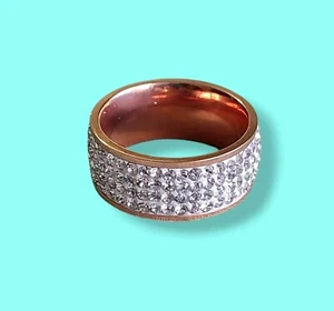 Edelstahl Milor China Rosegold Platte Pave Kristall Ring breites Band Gr. 4,5 - Bild 1 von 5