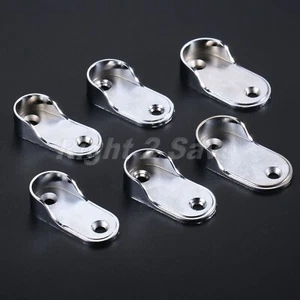 Metal Wardrobe Clothes Tube Rail Rod Support Bracket Holder Wall Mount 19-25mm - Picture 1 of 17