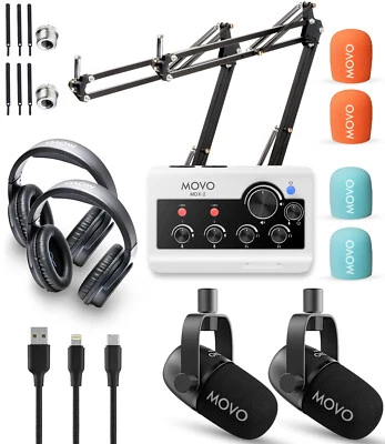 Movo PodPro-AH Podcasting Bundle with Boom Arms and Headphones - Image 1 of 4