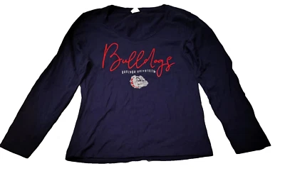 Gonzaga University Bulldogs  Women's V Neck Navy Blue  Long Sleeve T-Shirt Small - Image 1 of 3