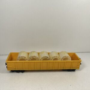 HO Scale Custom Gondola Car w/ Coil Load Yellow Model Freight Train Car
