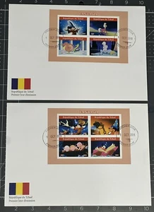 Estampillas de Disney de Chad 2019 (2 FDC diferentes) Fantasía Mickey Mouse (IMPERF. Hojas) - Imagen 1 de 3