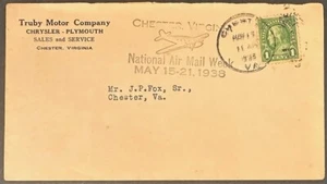 US #632 Chester, VA National Airmail week cachet, May 17, 1938 (only 1c posta *d - Picture 1 of 2